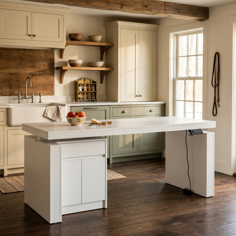 Wade Logan Kitchen Island with Solid + Manufactured Wood Top